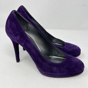 Stuart Weitzman Women's 9 Purple Suede Round Toe Pumps 4.5" Heels